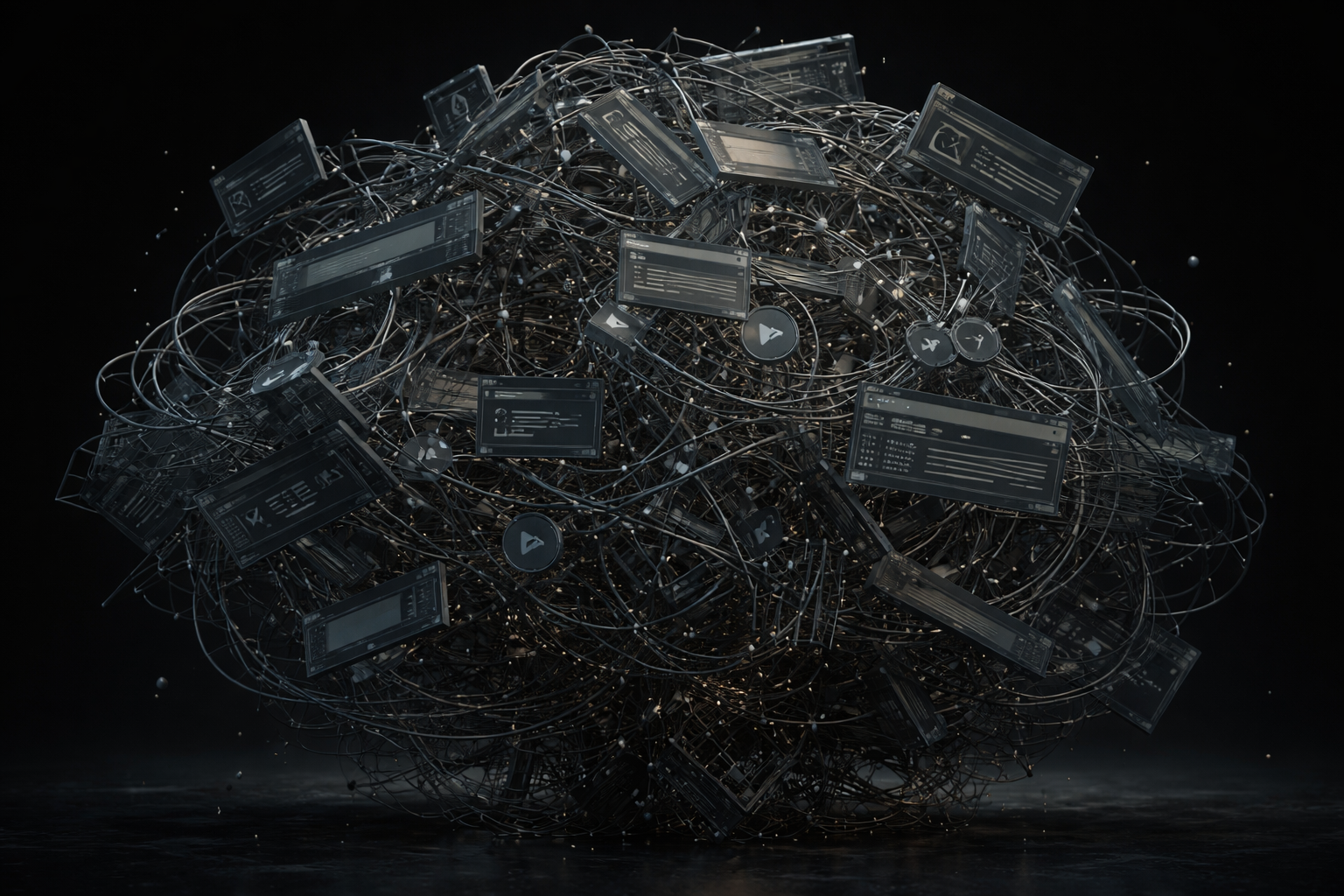 Abstract visualization of tangled, bloated web code