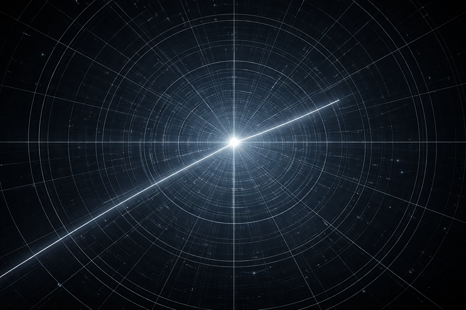 A precise, bright celestial vector line on a dark grid